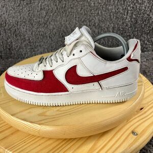 Nike Air Force One Varsity Shoes Mens 7.5 White Red Leather Low Top Sneakers